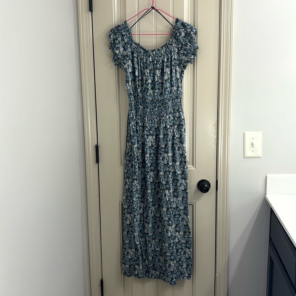 Blue floral maxi dress